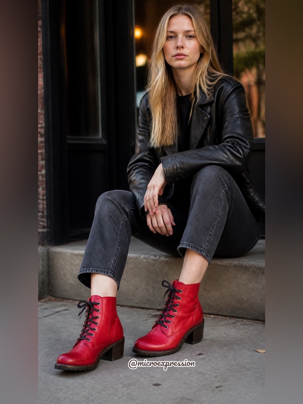RARE Frye Sabrina 6G LaceUp Red Retro Combat Boots - Picture 6 of 15